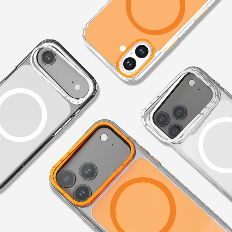 Apple iPhone 17 Kılıf M-safe Şarj Özellikli Metal Kamera Çerçeveli Airbag Tasarımlı Lenyes CK221 Sert PC Kapak - 4