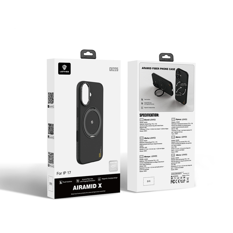 Apple iPhone 17 Kılıf M-safe Şarj Özellikli Metal Standlı Lenyes CK225 Kapak - 9