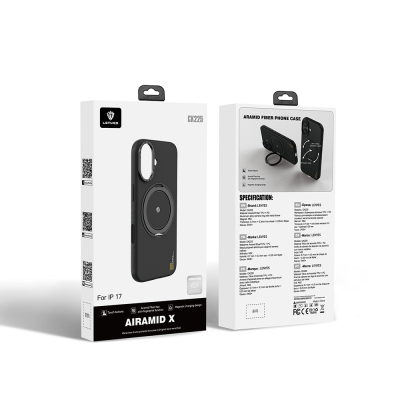 Apple iPhone 17 Kılıf M-safe Şarj Özellikli Metal Standlı Lenyes CK225 Kevlar Kapak - 9