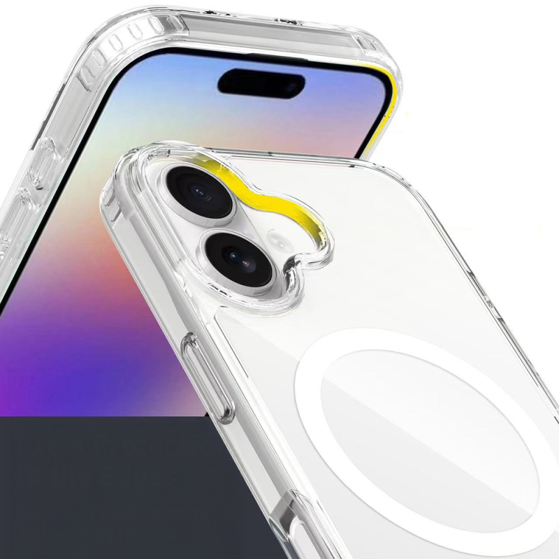 Apple iPhone 17 Kılıf M-safe Şarj Özellikli Şeffaf Sert PC Zore Embos Kapak - 3