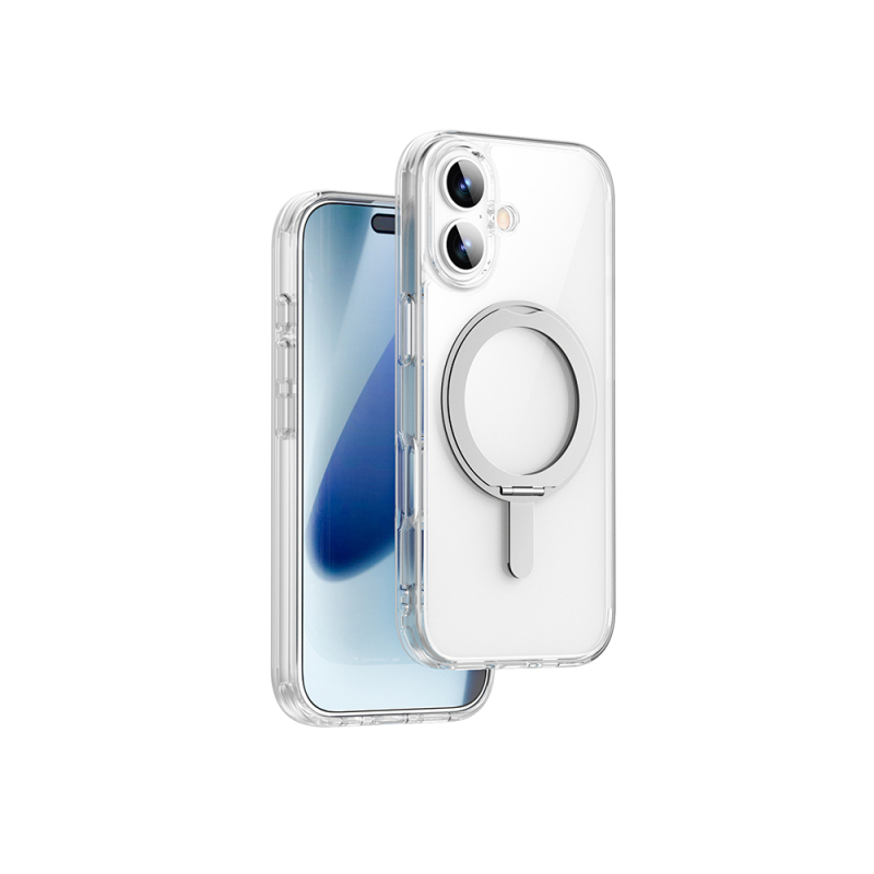 Apple iPhone 17 Kılıf M-safe Şarj Özellikli Wiwu MCC-201 iShield Ultra Serisi Standlı Crystal Sert PC Kapak - 2