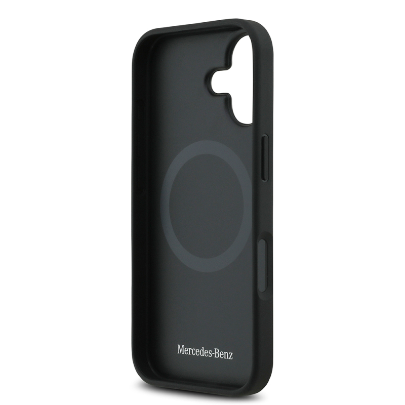 Apple iPhone 17 Kılıf Mercedes Benz Orjinal Lisanslı M-safe Şarj Özellikli Dokulu Desenli Deri Kapak - 8