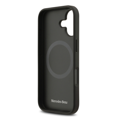 Apple iPhone 17 Kılıf Mercedes Benz Orjinal Lisanslı M-safe Şarj Özellikli Dokulu Desenli Deri Kapak - 16