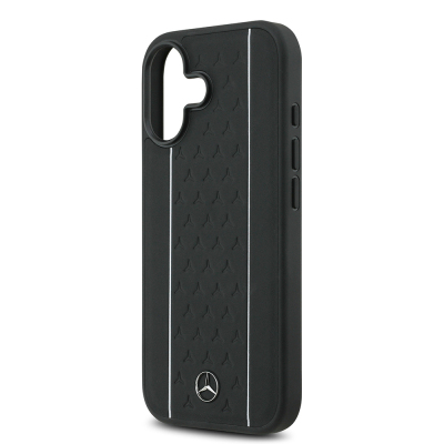Apple iPhone 17 Kılıf Mercedes Benz Orjinal Lisanslı M-safe Şarj Özellikli Şeritli Yıldız Desenli Metal Logolu Deri Kapak - 7