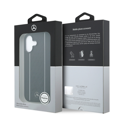 Apple iPhone 17 Kılıf Mercedes Benz Orjinal Lisanslı M-safe Şarj Özellikli Şeritli Yıldız Desenli Metal Logolu Deri Kapak - 9