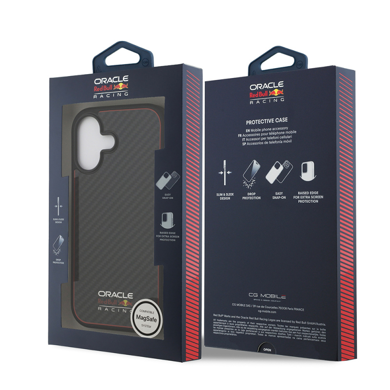 Apple iPhone 17 Kılıf Redbull Orjinal Lisanslı M-safe Şarj Özellikli Karbon Fiber Parlayan Logolu Kapak - 9