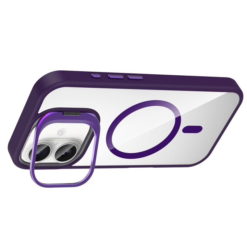 Apple iPhone 17 Kılıf Standlı ve Kamera Lens Hediyeli M-Safe Şarj Özellikli Zore Etro Kapak - 16