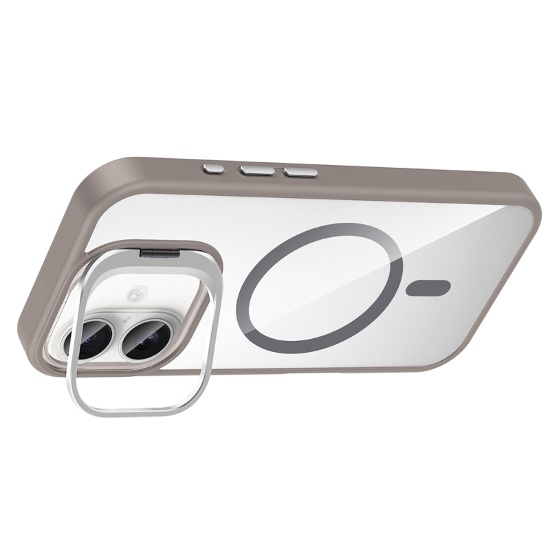 Apple iPhone 17 Kılıf Standlı ve Kamera Lens Hediyeli M-Safe Şarj Özellikli Zore Etro Kapak - 20