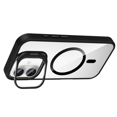 Apple iPhone 17 Kılıf Standlı ve Kamera Lens Hediyeli M-Safe Şarj Özellikli Zore Etro Kapak - 21