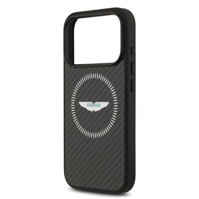 Apple iPhone 17 Pro Case Aston Martin Original Licensed Carbon Fiber Cover M-Safe Charging Feature - 8