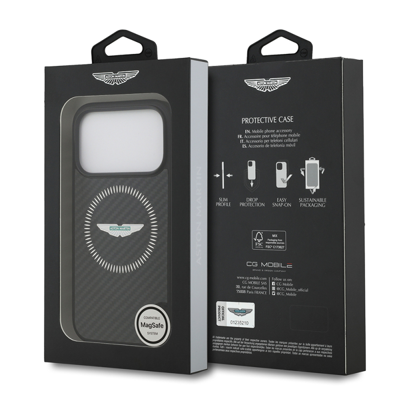 Apple iPhone 17 Pro Case Aston Martin Original Licensed Carbon Fiber Cover M-Safe Charging Feature - 9