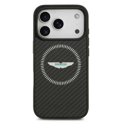 Apple iPhone 17 Pro Case Aston Martin Original Licensed Carbon Fiber Cover M-Safe Charging Feature - 4