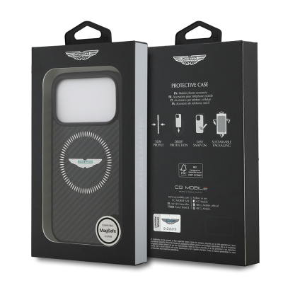 Apple iPhone 17 Pro Case Aston Martin Original Licensed Carbon Fiber Kevlar Cover M-Safe Charging Feature - 9