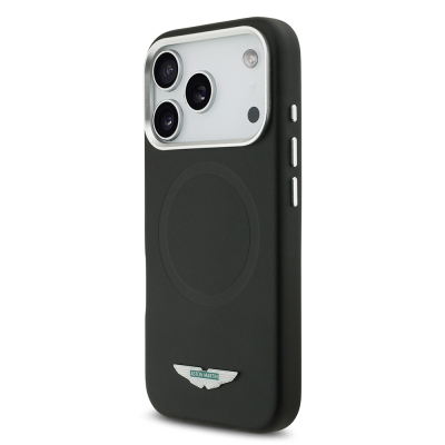 Apple iPhone 17 Pro Case Aston Martin Original Licensed M-Safe Charging Feature Metal Logo PU Leather Cover - 3