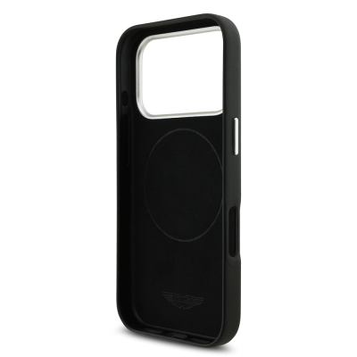 Apple iPhone 17 Pro Case Aston Martin Original Licensed M-Safe Charging Feature Metal Logo PU Leather Cover - 8