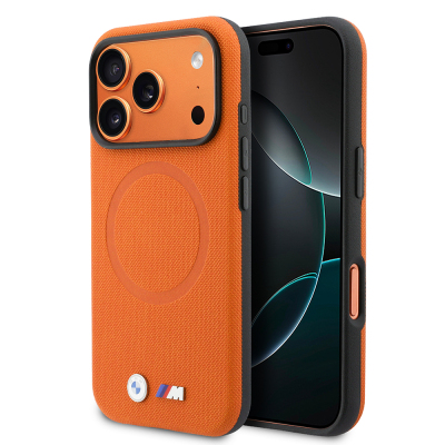 Apple iPhone 17 Pro Case, BMW Original Licensed, M-safe Charging Enabled, Ring Design, M Logo, PU Leather Cover - 1