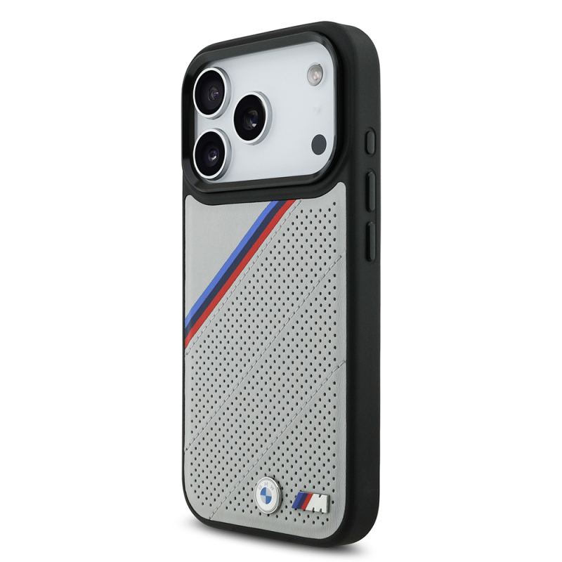 Apple iPhone 17 Pro Case BMW Original Licensed M-Safe Charging Feature M Logo Three Stripe Perforated Leather Cover - 4