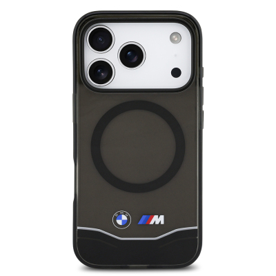 Apple iPhone 17 Pro Case BMW Original Licensed M-Safe Charging Feature Metal Button Design Transparent M Design Cover - 4