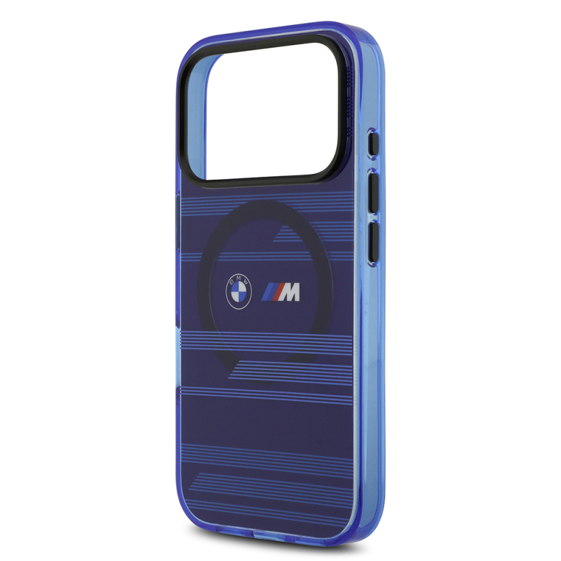 Apple iPhone 17 Pro Case BMW Original Licensed M-Safe Charging Feature Metal Camera Button Horizontal Stripe M Design Cover - 9