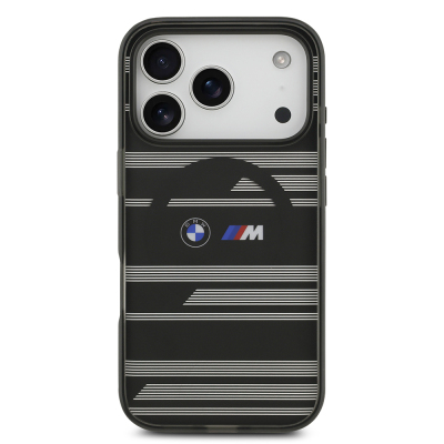 Apple iPhone 17 Pro Case BMW Original Licensed M-Safe Charging Feature Metal Camera Button Horizontal Stripe M Design Cover - 20