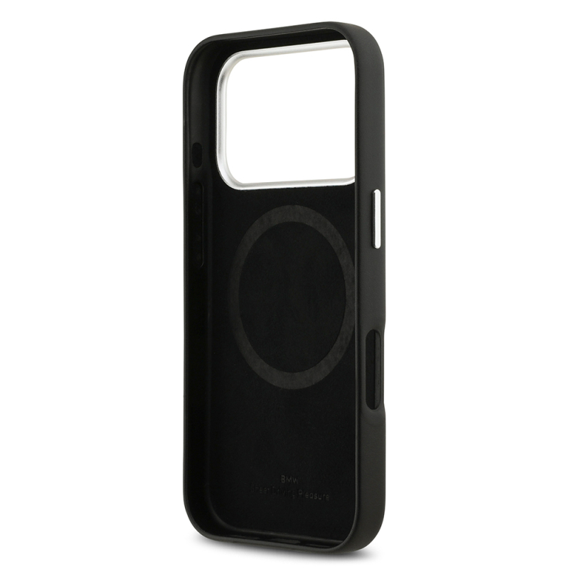 Apple iPhone 17 Pro Case BMW Original Licensed M-Safe Charging Feature Metal Logo Full Cover Leather Cover - 11