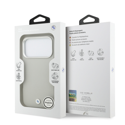 Apple iPhone 17 Pro Case BMW Original Licensed M-Safe Charging Feature Metal Logo Full Cover Leather Cover - 19