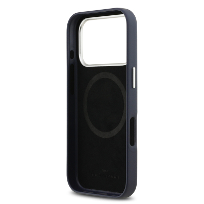 Apple iPhone 17 Pro Case BMW Original Licensed M-Safe Charging Feature Metal Logo Full Cover Leather Cover - 25