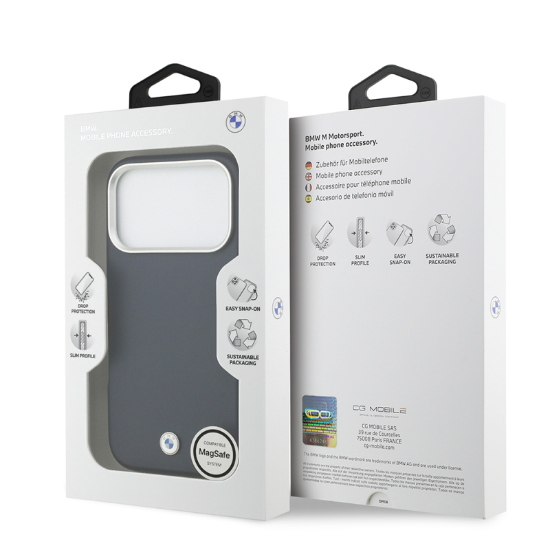 Apple iPhone 17 Pro Case BMW Original Licensed M-Safe Charging Feature Metal Logo Full Cover Leather Cover - 32