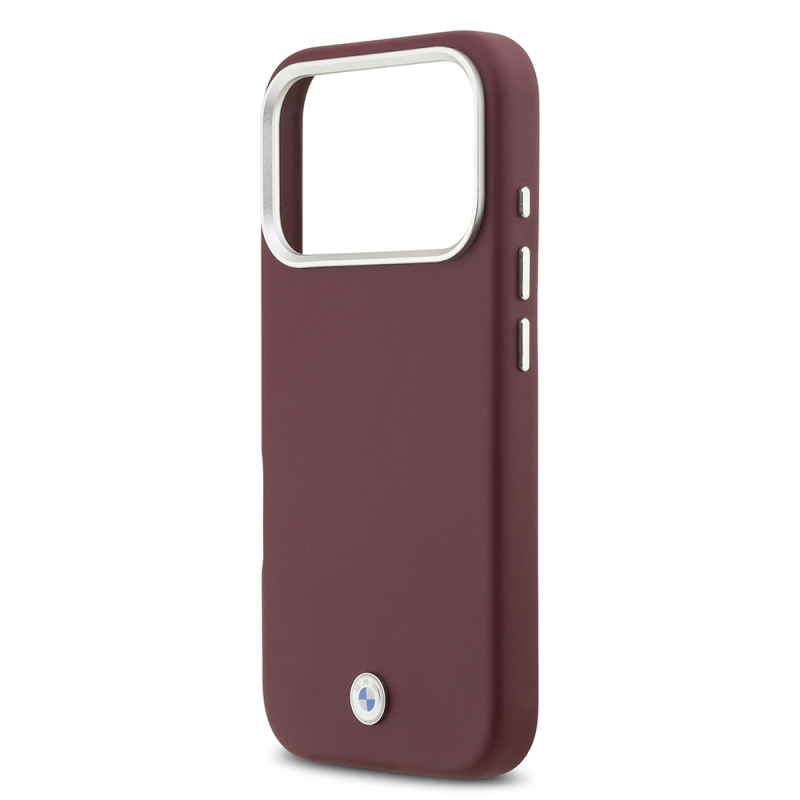 Apple iPhone 17 Pro Case BMW Original Licensed M-Safe Charging Feature Metal Logo Full Cover Leather Cover - 30