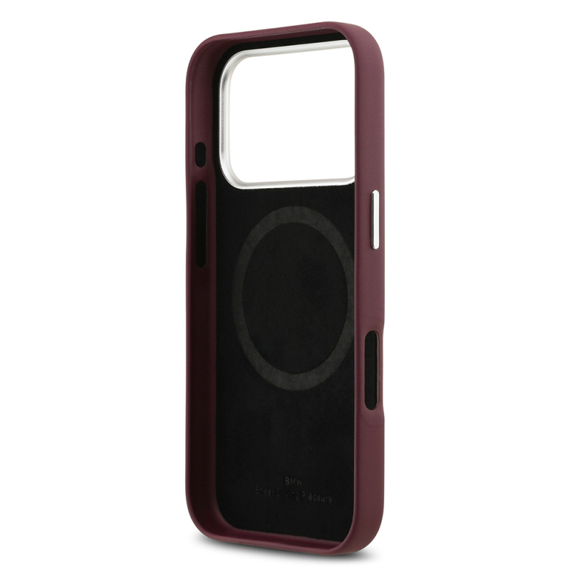 Apple iPhone 17 Pro Case BMW Original Licensed M-Safe Charging Feature Metal Logo Full Cover Leather Cover - 31