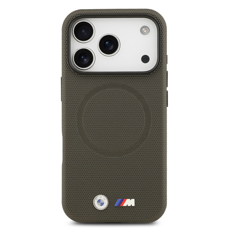 Apple iPhone 17 Pro Case BMW Original Licensed M-Safe Charging Feature Metal Logo Perforated M Design Leather Cover - 14