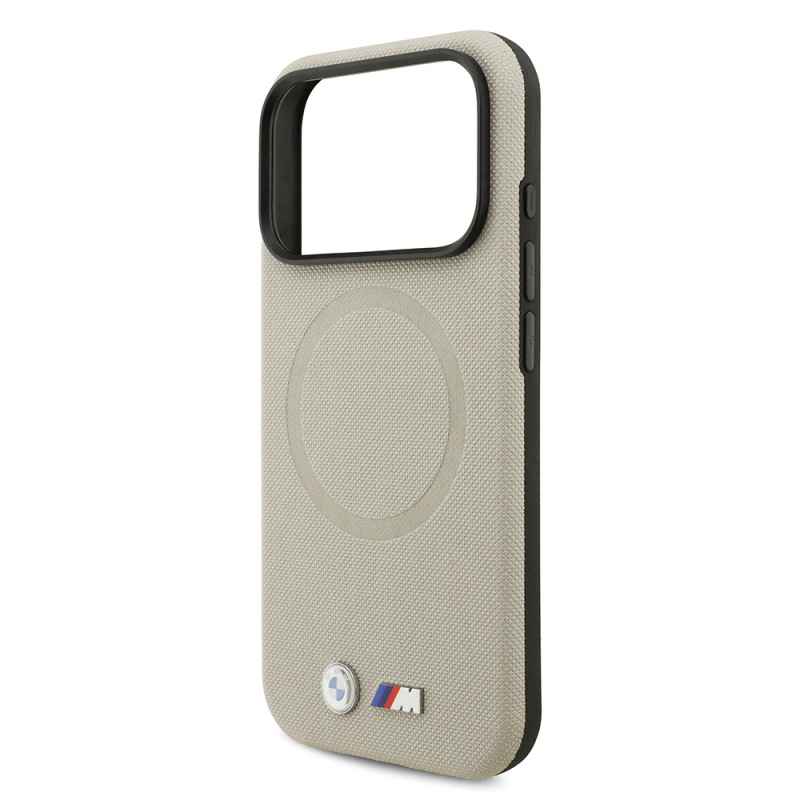 Apple iPhone 17 Pro Case BMW Original Licensed M-Safe Charging Feature Metal Logo Perforated M Design Leather Cover - 29