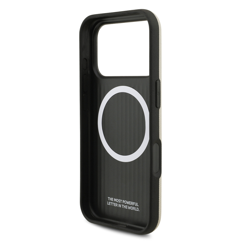 Apple iPhone 17 Pro Case BMW Original Licensed M-Safe Charging Feature Metal Logo Perforated M Design Leather Cover - 30