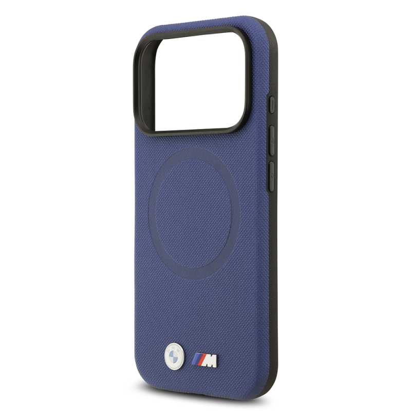 Apple iPhone 17 Pro Case BMW Original Licensed M-Safe Charging Feature Metal Logo Perforated M Design Leather Cover - 35