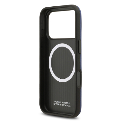 Apple iPhone 17 Pro Case BMW Original Licensed M-Safe Charging Feature Metal Logo Perforated M Design Leather Cover - 36