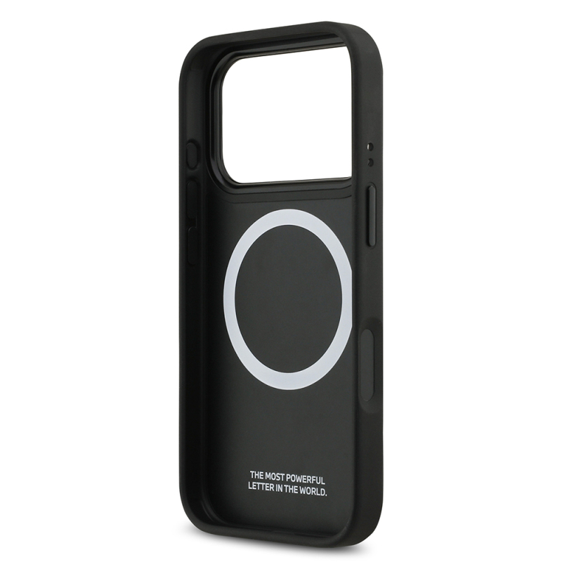 Apple iPhone 17 Pro Case BMW Original Licensed M-safe Charging Featured Leather Back Surface Metal Logo Perforated Strip Design Cover - 22