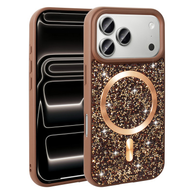 Apple iPhone 17 Pro Case Diamond Design Zore Mosaic Silicone Cover M-safe Charging Feature - 5