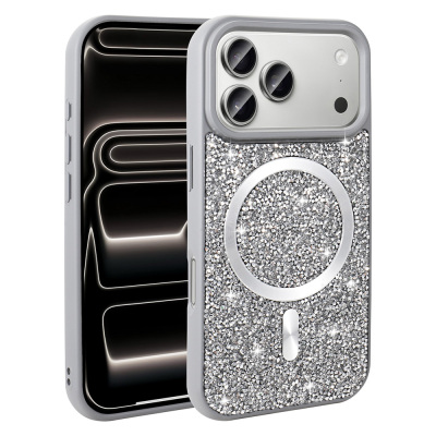 Apple iPhone 17 Pro Case Diamond Design Zore Mosaic Silicone Cover M-safe Charging Feature - 6
