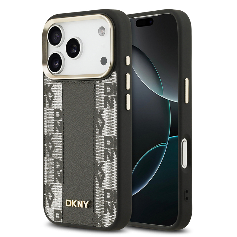 Apple iPhone 17 Pro Case DKNY Original Licensed M-safe Charging Feature 3D Printed Checkered Pattern Cover - 3