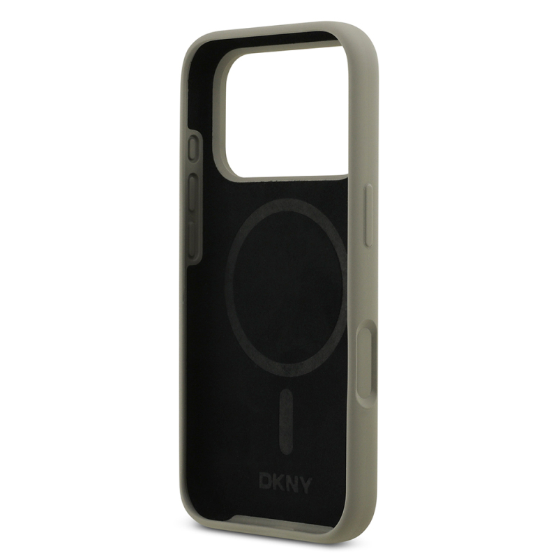 Apple iPhone 17 Pro Case DKNY Original Licensed M-Safe Charging Feature Metal Logo Silicone Cover - 16