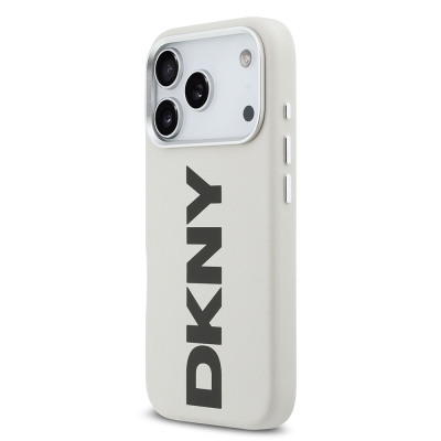 Apple iPhone 17 Pro Case DKNY Original Licensed M-safe Charging Feature PU Large Vertical Logo Cover - 5