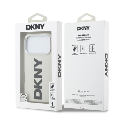 Apple iPhone 17 Pro Case DKNY Original Licensed M-safe Charging Feature PU Large Vertical Logo Cover - 11