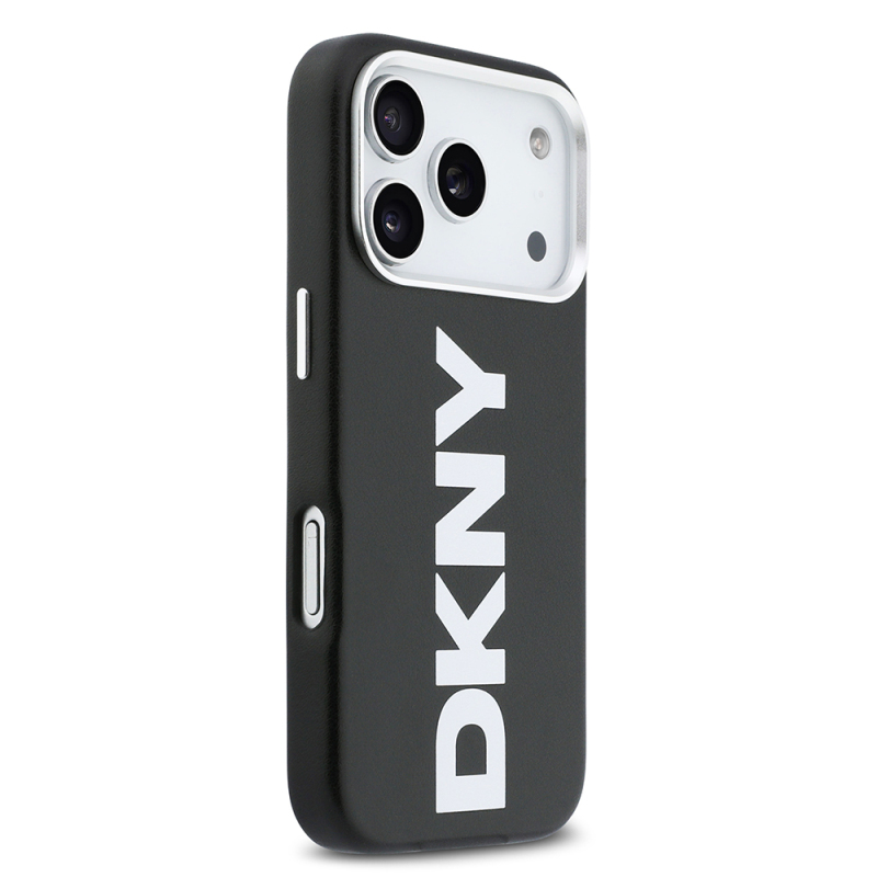 Apple iPhone 17 Pro Case DKNY Original Licensed M-safe Charging Feature PU Large Vertical Logo Cover - 14