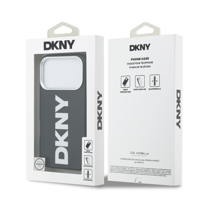 Apple iPhone 17 Pro Case DKNY Original Licensed M-safe Charging Feature PU Large Vertical Logo Cover - 18