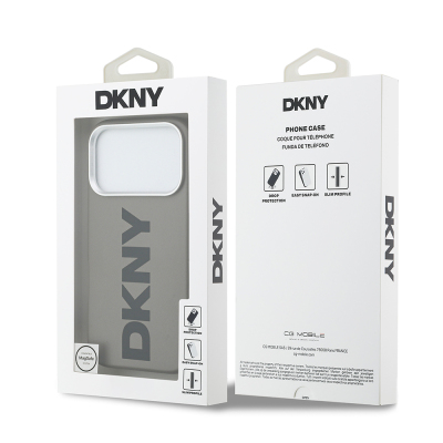 Apple iPhone 17 Pro Case DKNY Original Licensed M-safe Charging Feature PU Large Vertical Logo Cover - 25
