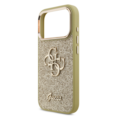 Apple iPhone 17 Pro Case Guess Original Licensed 4G Large Metal Camera Frame and Logo Glitter Cover - 10