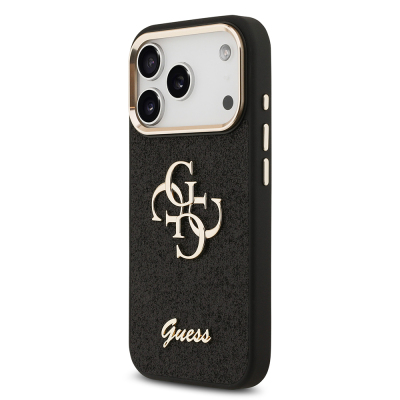 Apple iPhone 17 Pro Case Guess Original Licensed 4G Large Metal Camera Frame and Logo Glitter Cover - 13