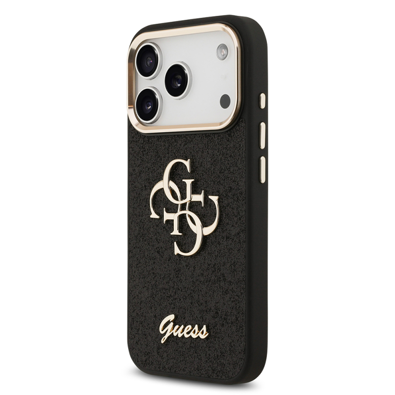Apple iPhone 17 Pro Case Guess Original Licensed 4G Large Metal Camera Frame and Logo Glitter Cover - 13