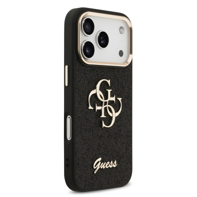 Apple iPhone 17 Pro Case Guess Original Licensed 4G Large Metal Camera Frame and Logo Glitter Cover - 15