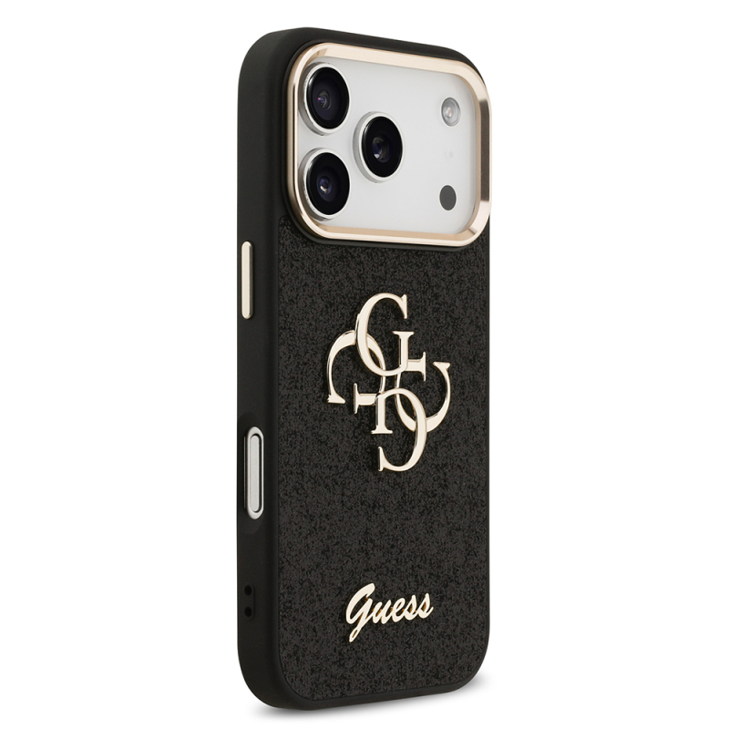 Apple iPhone 17 Pro Case Guess Original Licensed 4G Large Metal Camera Frame and Logo Glitter Cover - 15